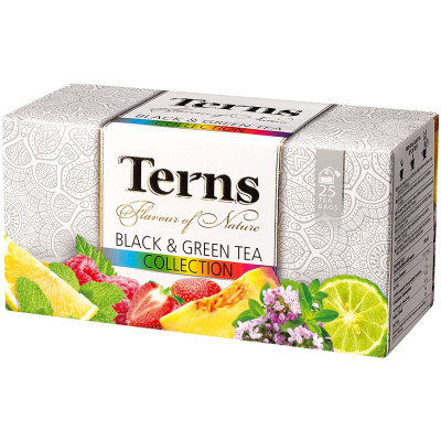 Чай Terns Чайная Коллекция чёрный и зелёный пакетированный, 39г
