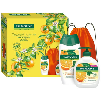 Подарочный набор Palmolive Натурэль витамин С и апельсин гель для душа мыло и сумка, 550мл