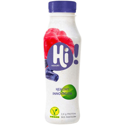 Напиток растительный Hi с малиной и жимолостью на йогуртовой закваске 2%, 270мл
