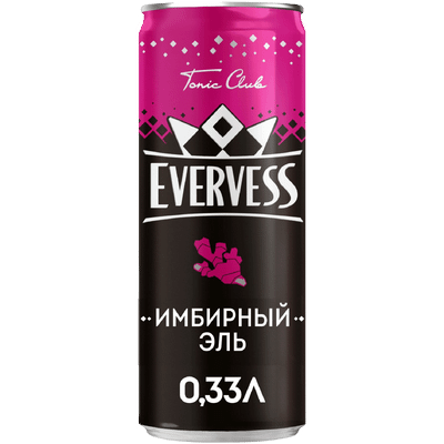 Напиток безалкогольный Evervess Имбирный эль ароматизированный сильногазированный, 330мл