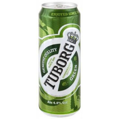 Пиво Tuborg Green светлое 4.6%, 1л
