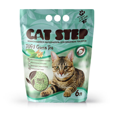 Наполнитель для кошачьих туалетов Cat Step Tofu Green Tea комкующийся, 6л