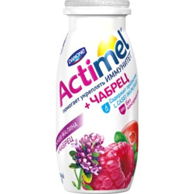 Напиток кисломолочный Actimel обогащённый клюква-малина-чабрец 5%, 100мл
