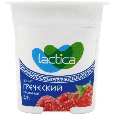 Йогурт Lactica двухслойный греческий с малиной 3.4%, 120г