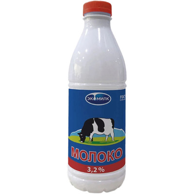 Молоко Экомилк пастеризованное 3.2%, 930мл
