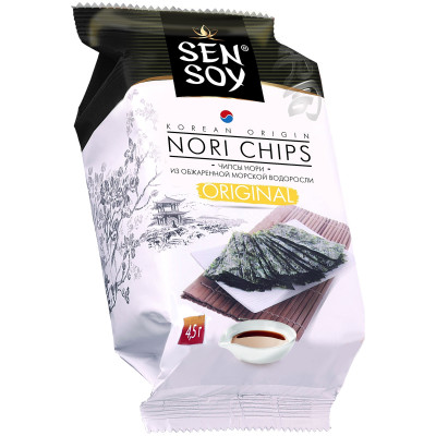 Чипсы нори Sen Soy Premium Original из морской капусты, 4.5г