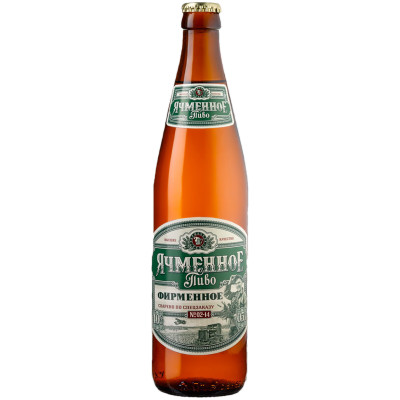 Пиво Ячменное Фирменное светлое фильтрованное 4%, 500мл