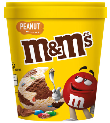 Мороженое M&Ms двухслойное молочное арахисовое и сливочное шоколадное с драже 9.5%, 292г