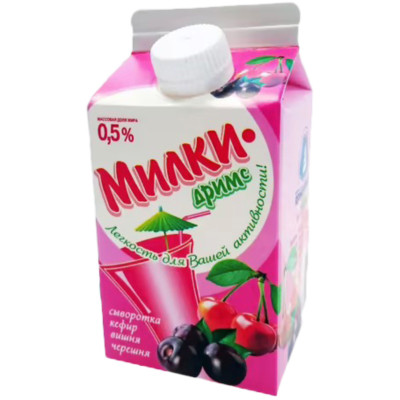 Напиток сывороточный Ярмолпрод Милки-дримс вишня-черешня с сахаром 0.5%, 500мл