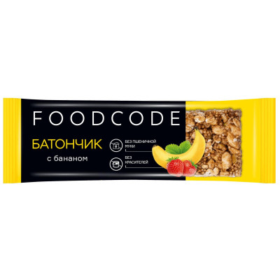 Батончик Foodcode злаковый с бананом, 35г