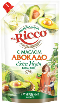 Майонез Mr. Ricco organic с маслом авокадо 67%, 400г