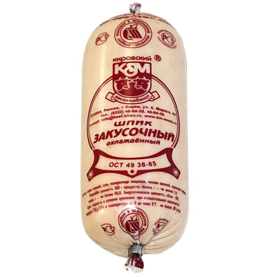 Шпик свиной Кировский Мясокомбинат Закусочный солёный охлаждённый, 250г