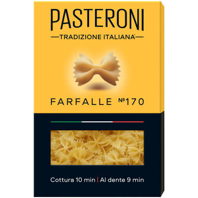 Макароны Pasteroni Фарфалле №170 из твёрдых сортов пшеницы, 400г