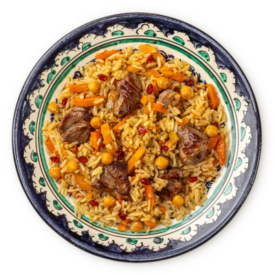Плов из баранины «Шеф Перекресток» по-узбекски.
Изделие кулинарное,  готовое второе обеденное блюдо мясосодержащее мелкокусковое охлажденное,  шт250г