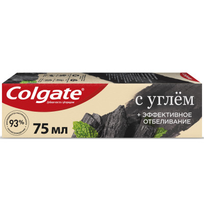 Зубная паста Colgate Naturals с натуральным углем и мятой отбеливающая с фторидом, 75мл