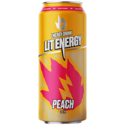 Энергетический напиток газированный Lit Energy Peach Mango, 450мл