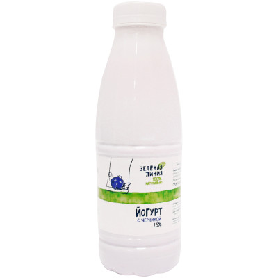 Йогурт питьевой черника 2.5% Зелёная Линия, 500мл