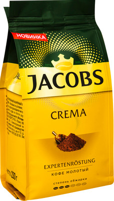 Кофе Jacobs Crema натуральный жареный молотый, 230г