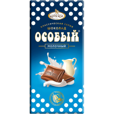 Шоколад молочный Фабрика Имени Крупской Особый с тонкоизмельчёнными добавлениями, 90г