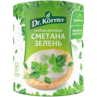 Хлебцы Dr.Korner Рисовые со сметаной и зеленью хрустящие, 80г