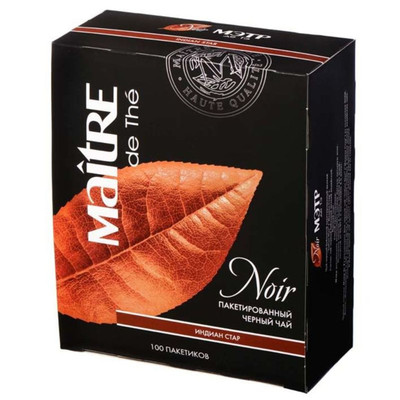 Чай Maitre de The The Noir Indian Star чёрный байховый мелкий в пакетиках, 100x1.8г