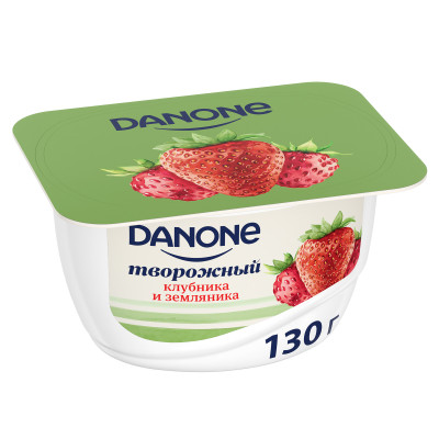 Продукт Danone творожный с клубникой и земляникой 3.6%, 130г