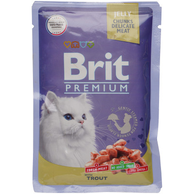Корм Brit premium форель в желе премиум-класса для взрослых кошек, 85г