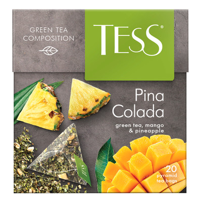 Чай Tess Pina Colada зелёный в пирамидках, 20х1.8г