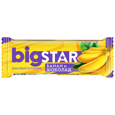 Батончик Big Star злаковый с бананом и шоколадом, 40г