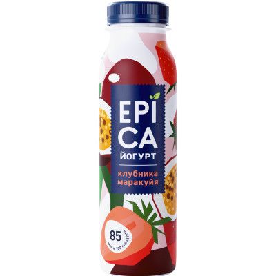 Йогурт Epica питьевой клубника-маракуйя 2.5%, 260мл