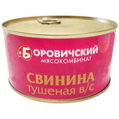 Мясные консервы Боровический свинина тушёная ГОСТ, 325г