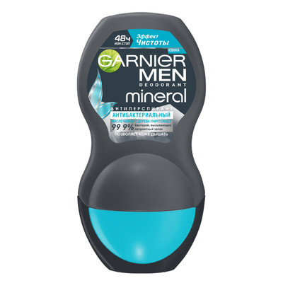 Антиперспирант-дезодорант Garnier Men Mineral Эффект чистоты Антибактериальный роликовый, 50мл