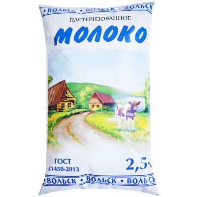 Молоко Вольск пастеризованное 2.5%, 900мл