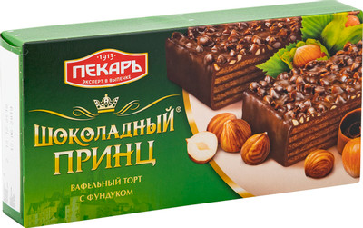 Торт Пекарь Шоколадный принц вафельный фундук, 260г