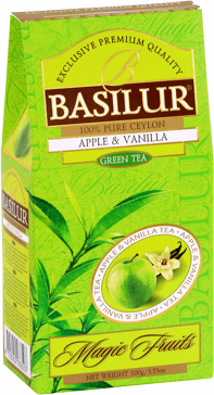 Чай Basilur Волшебные фрукты зелёный байховый цейлонский яблоко-ваниль листовой, 100г