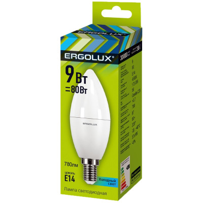 Лампа Ergolux LED E14 9W 4500К светодиодная