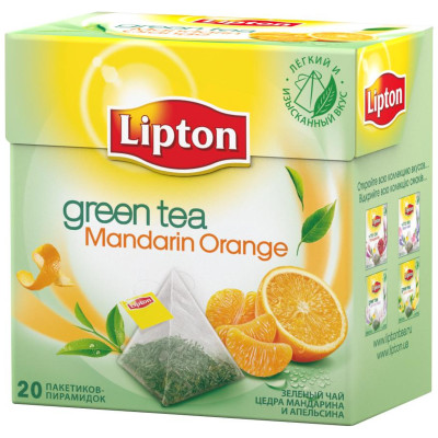 Чай Lipton Mandarin Orange зелёный в пирамидках, 20х1.8г