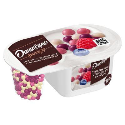 Йогурт Даниссимо с хрустящими ягодными шариками 6.9%, 105г