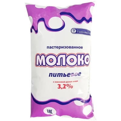 Молоко Ташлинский МЗ пастеризованное 3.2%, 900мл