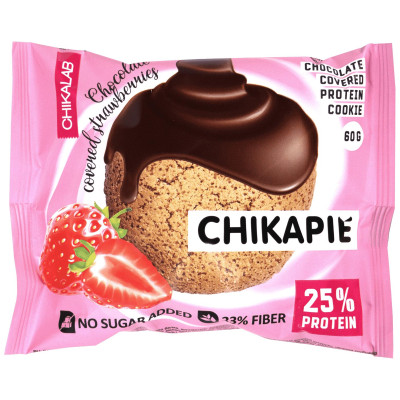 Печенье Chikalab Клубника в шоколаде с начинкой глазированное, 60г