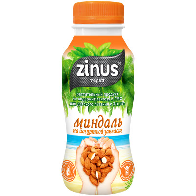 Напиток Zinus миндальный на йогуртной закваске пастеризованный, 250мл