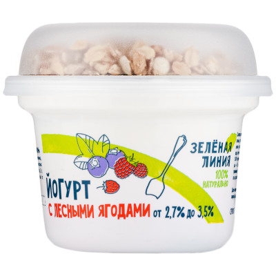 Йогурт лесные ягоды-гранола с изюмом 2.7-3.5% Зелёная Линия, 215г