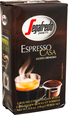 Кофе Segafredo Espresso Casa натуральный жареный молотый, 250г