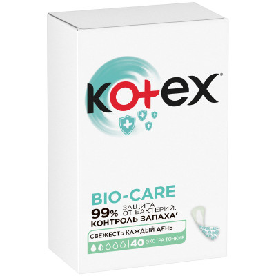 Прокладки ежедневные Kotex Bio-care Экстра тонкие, 40шт