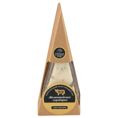 Сыр полутвёрдый Мамонтовская Сыроварня выдержанный из коровьего молока с фисташками 45%, 150г
