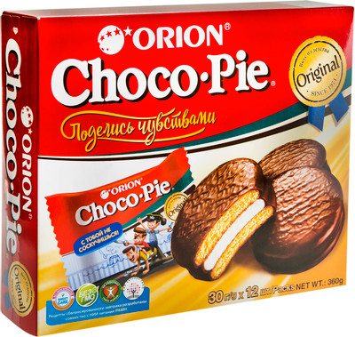 Пирожное Orion Choco Pie в глазури с обогащающей добавкой, 12x30г