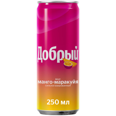 Напиток газированный Добрый Манго-Маракуйя безалкогольный ароматизированный, 250мл