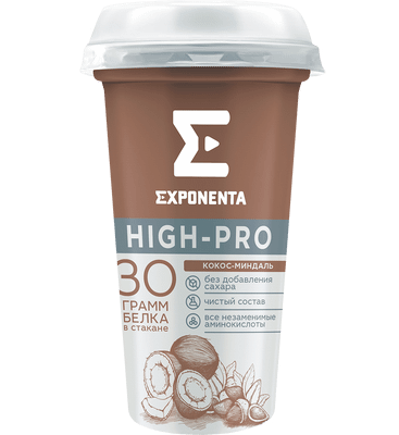 Напиток кисломолочный Exponenta High-Pro кокос-миндаль обезжиренный, 250мл