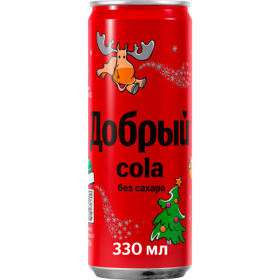 Напиток безалкогольный Добрый Кола без сахара сильногазированный, 330мл