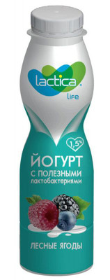 Йогурт питьевой Lactica лесные ягоды 1.5%, 280мл